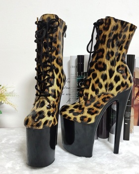 Pole dancing high-heeled short boots leopard platform