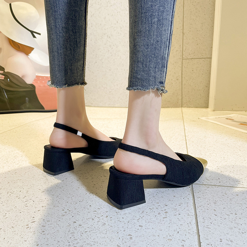 Square head middle-heel fashion sandals for women