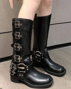 European style women's boots middle-heel thigh boots