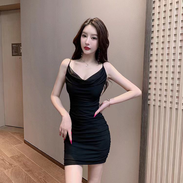 Sling sexy dress low-cut package hip T-back for women