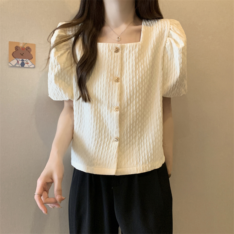 Short sleeve France style shirt large yard tops for women