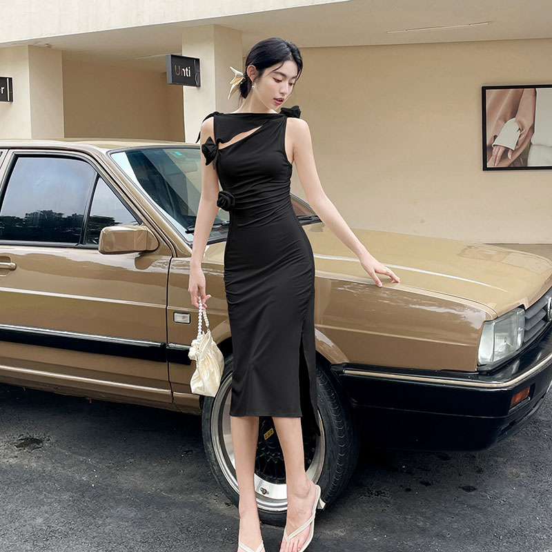 Stereoscopic tender dress slim France style long dress for women