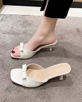 Fashion summer shoes fish mouth fine-root slippers