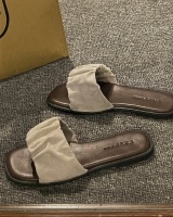 Suede low flat sandals