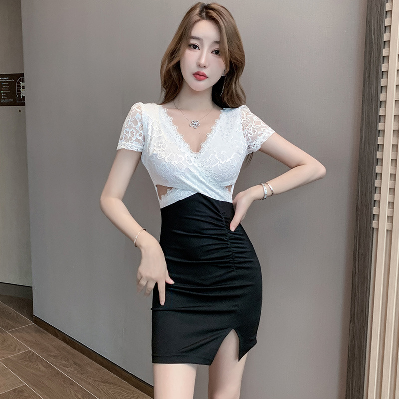 Lace hollow sexy low-cut overalls dress for women