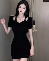 Sexy hollow short sleeve pure cotton sling dress