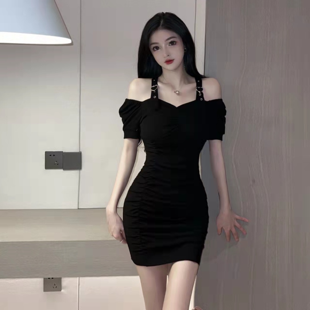 Sexy hollow short sleeve pure cotton sling dress