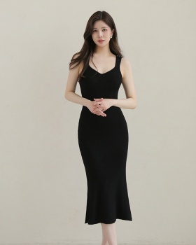 Knitted summer vest sexy pure long dress for women