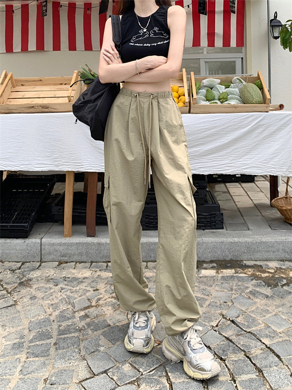 Thin high waist casual pants summer slim work pants