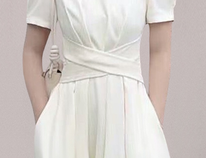 France style pinched waist summer slim long dress