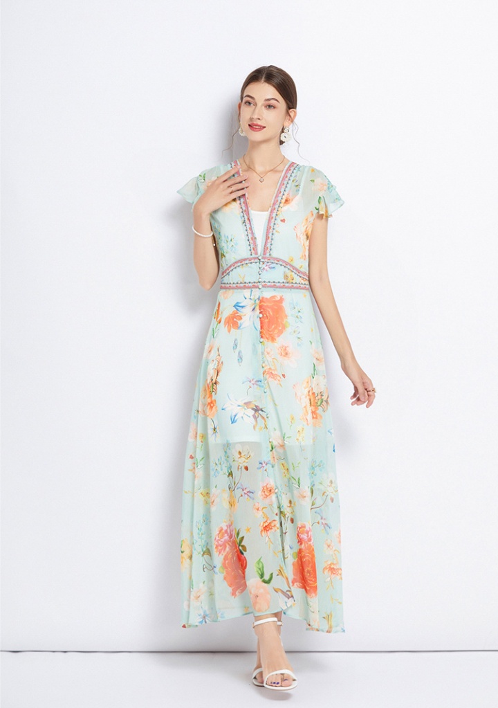 Sling light Chinese style long dress temperament summer dress