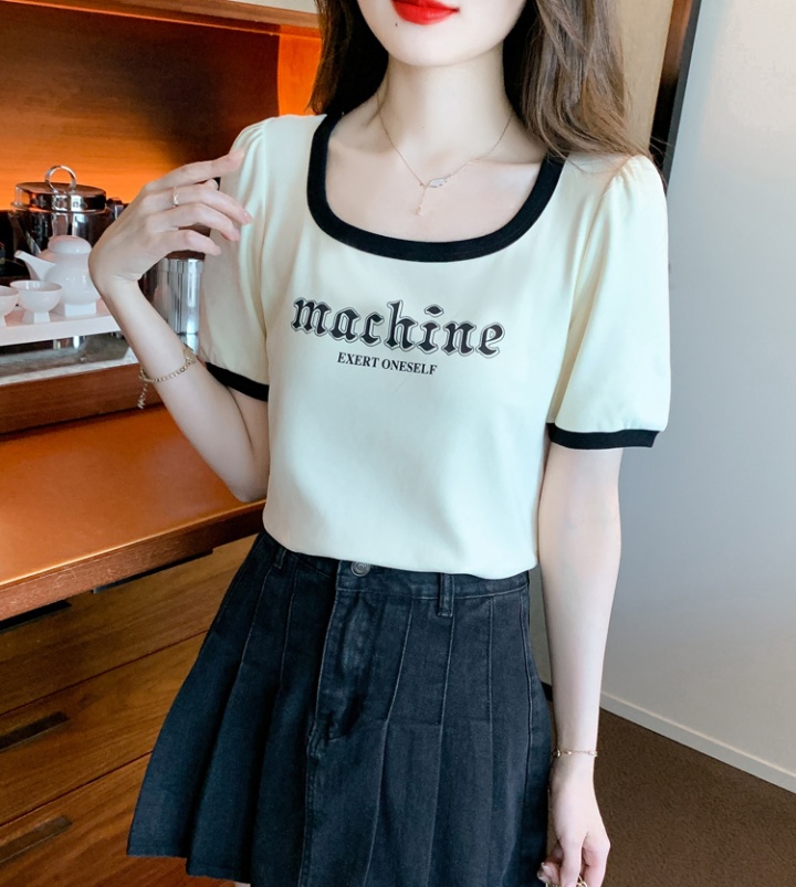 Pure cotton round neck T-shirt printing tops