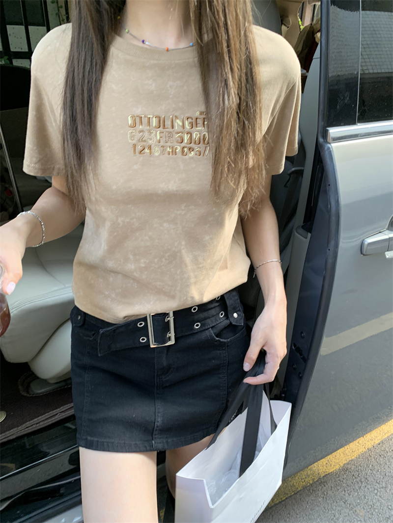 Summer washed all-match fashion Korean style T-shirt