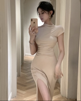 Package hip slim long dress fold split dress