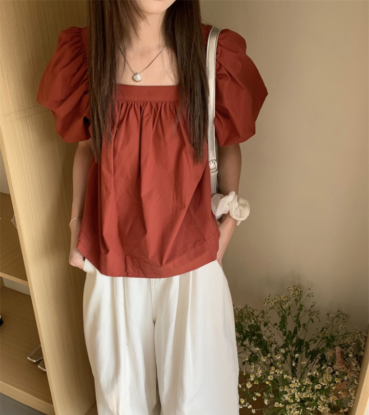 Loose puff sleeve all-match summer Korean style tops