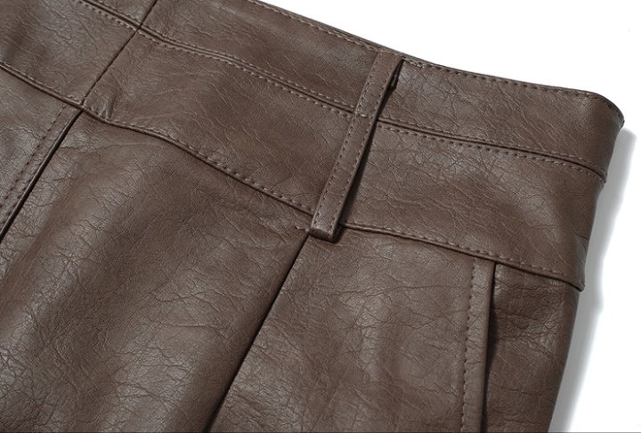 Retro brown skirt summer spicegirl leather skirt for women
