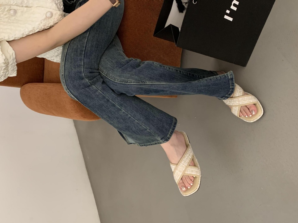 Weave sexy mixed colors cross summer slippers for women