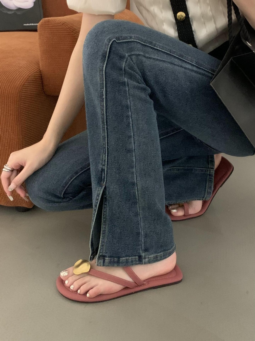 Wears outside Korean style sandals round slippers for women