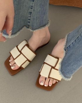 Thick crust sexy square head slippers for women