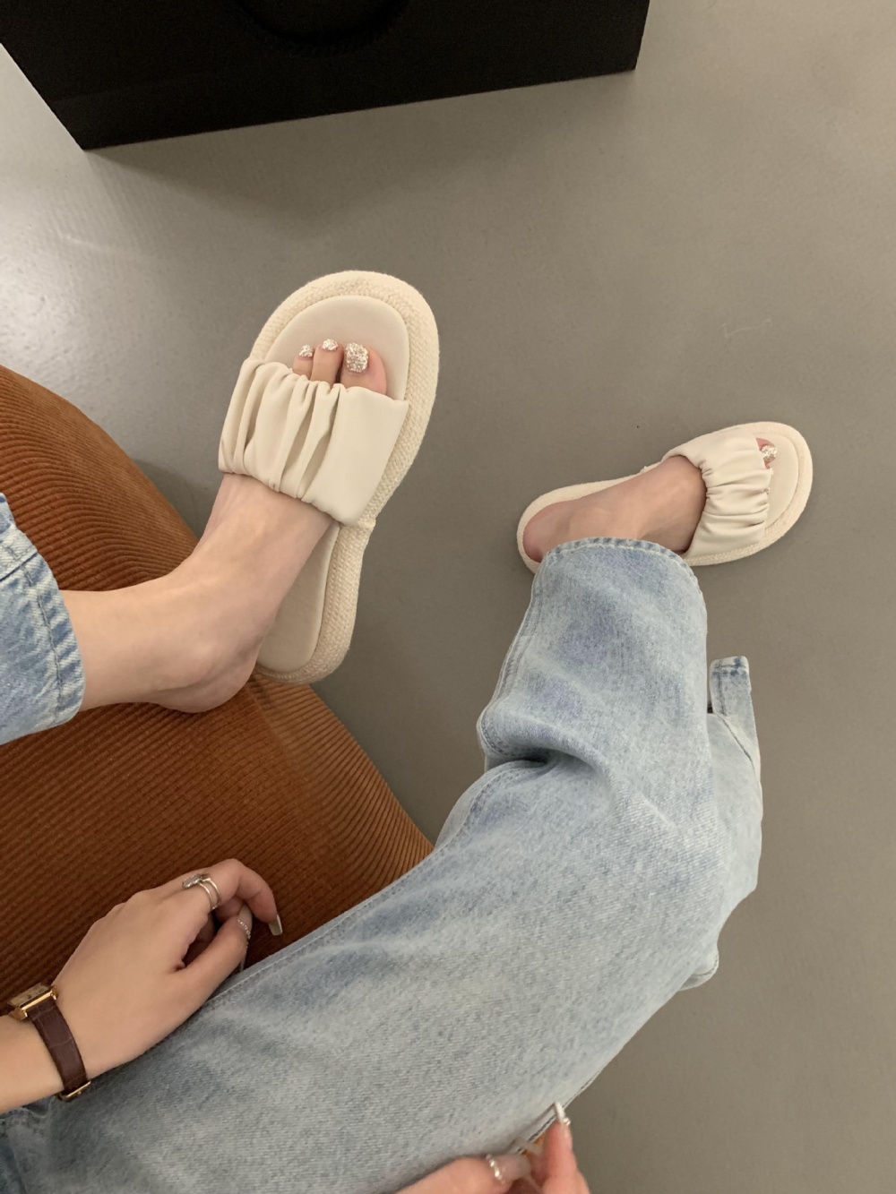 Summer cozy wears outside fold lady slippers for women