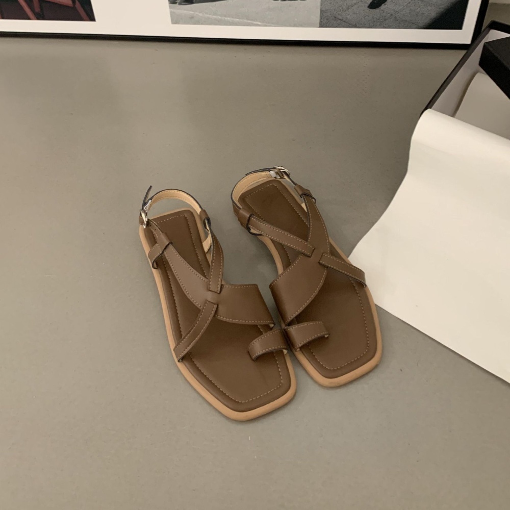 Summer cross wears outside square head sandals for women