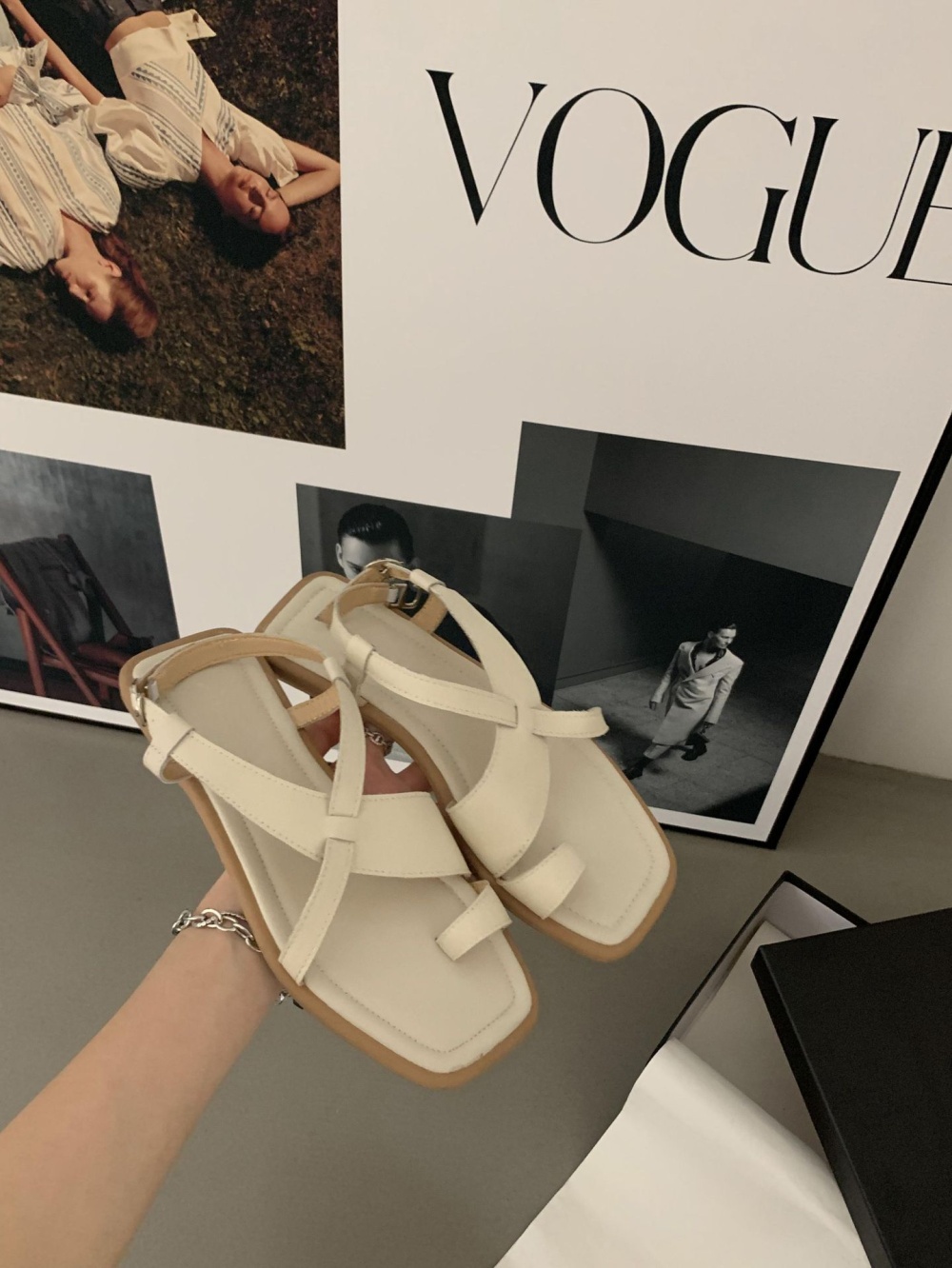 Summer cross wears outside square head sandals for women