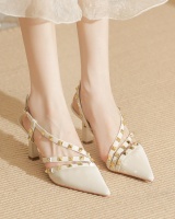 Summer fine-root sandals sheepskin high-heeled shoes