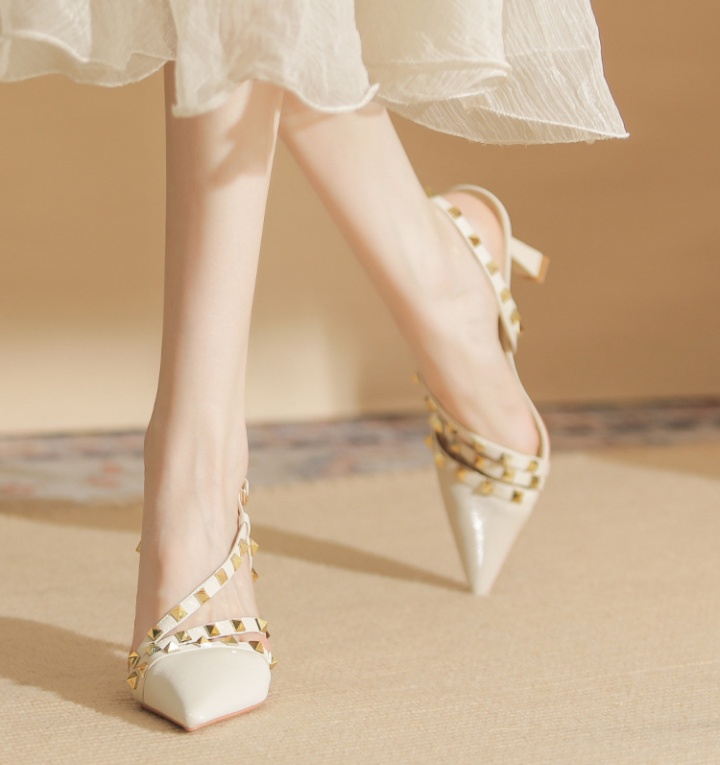 Summer fine-root sandals sheepskin high-heeled shoes