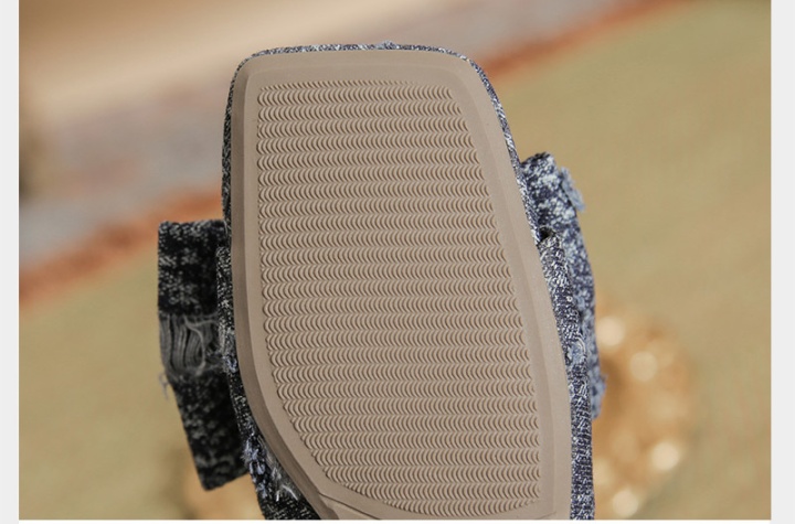 Denim breathable square head sandy beach slippers for women