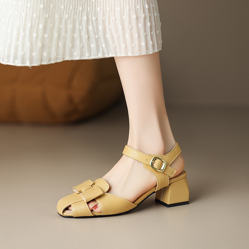 Thick summer shoes high-heeled bow sandals for women
