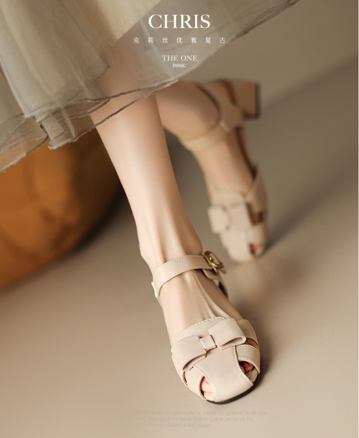 Thick summer shoes high-heeled bow sandals for women