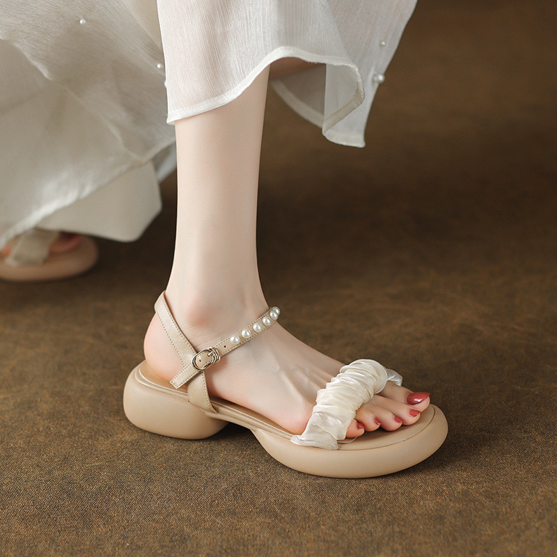 Thick buckle summer open toe thick crust gauze sandals