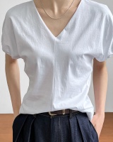 Pullover V-neck bottoming summer tops simple thin bud T-shirt