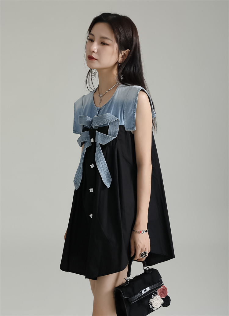 Summer slim shirt splice butterfly dress for women