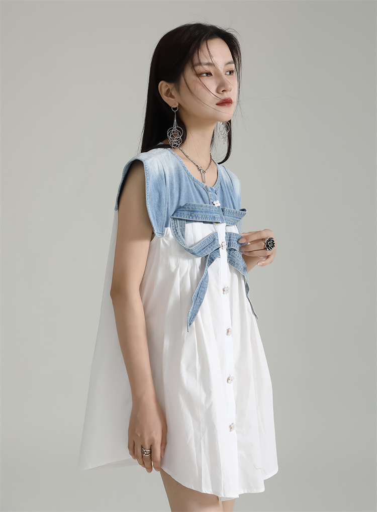 Summer slim shirt splice butterfly dress for women