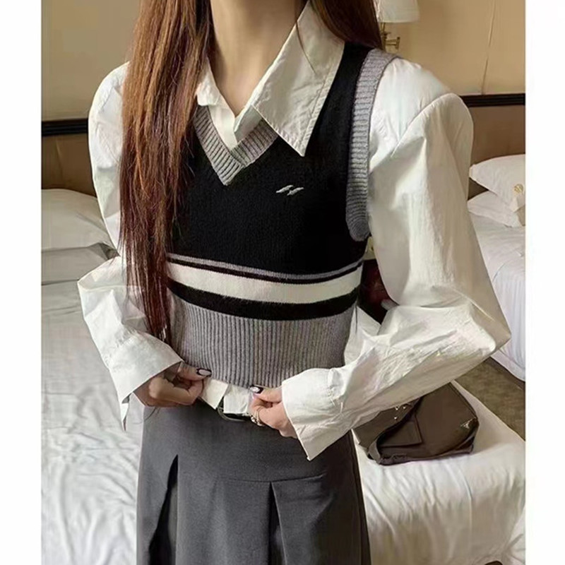 College style tight tops spring waistcoat for women