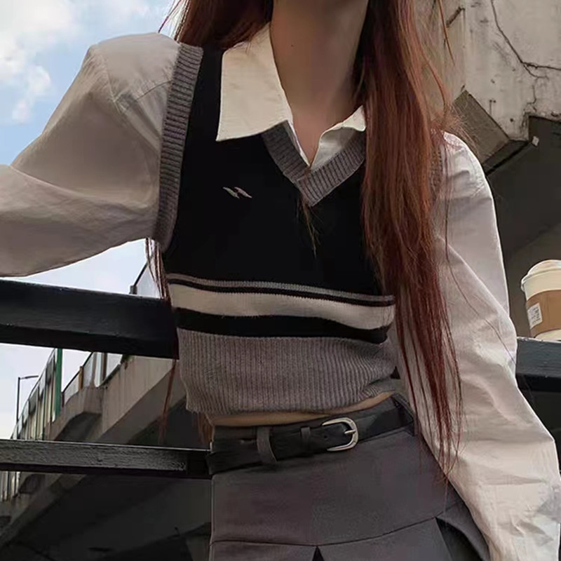 College style tight tops spring waistcoat for women