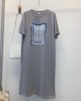 Split Korean style T-shirt printing fashion dress for women