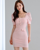 Temperament Korean style dress simple lady T-back
