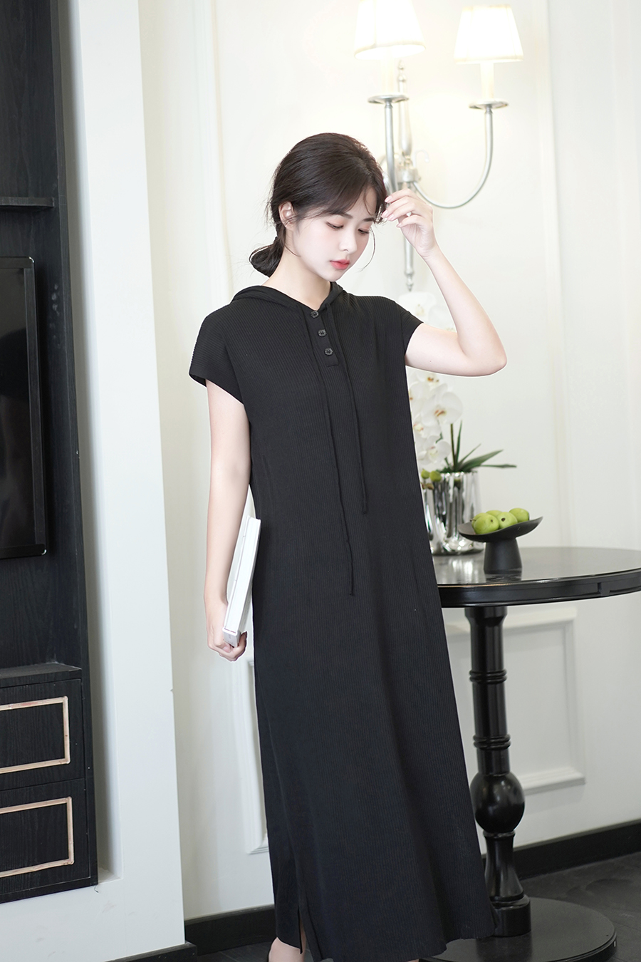 Loose Korean style all-match hooded summer knitted long dress