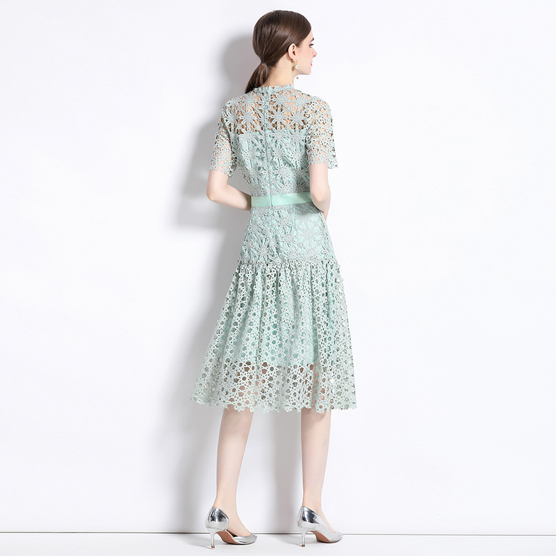 Long embroidery lace dress
