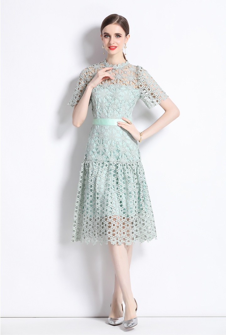 Long embroidery lace dress