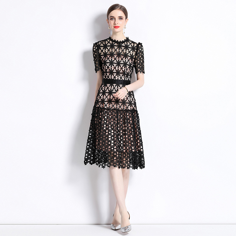 Lace embroidery long dress