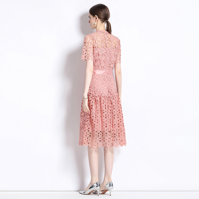 Embroidery long lace dress