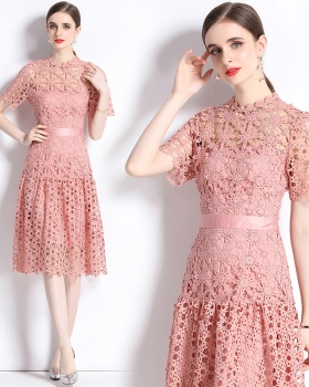 Embroidery long lace dress