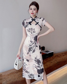 Chinese style cheongsam printing dress for women