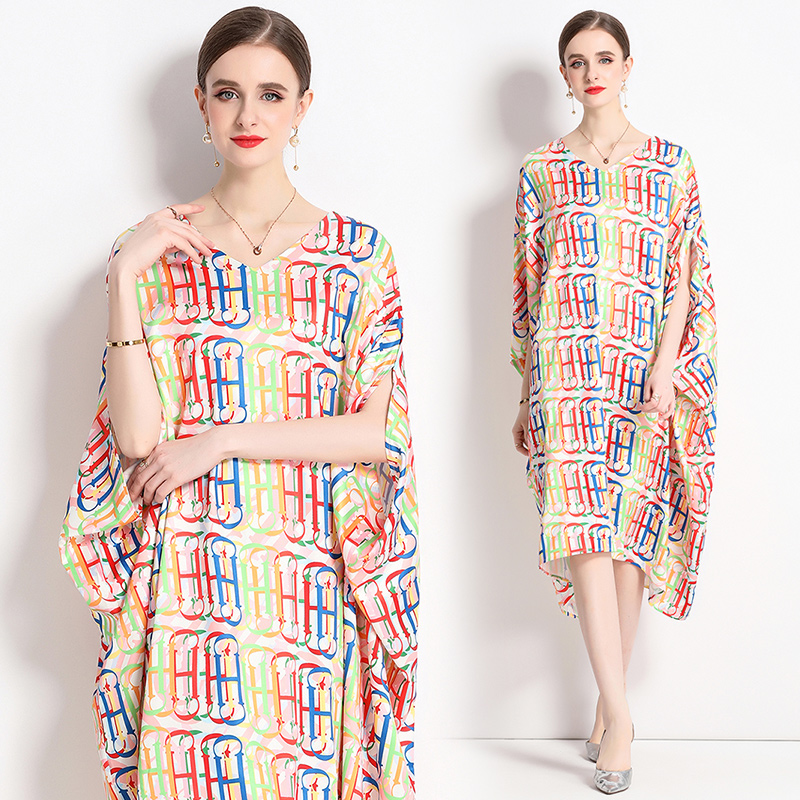 European style all-match loose printing fashion dress