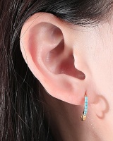 Inlay turquoise temperament zircon round earrings