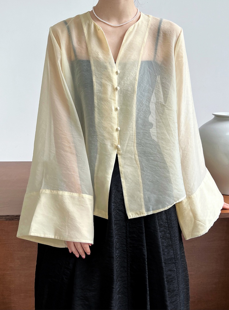 Chinese style sunscreen cardigan summer shirt for women