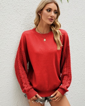 Fashion round neck lazy knitted loose colors sweater